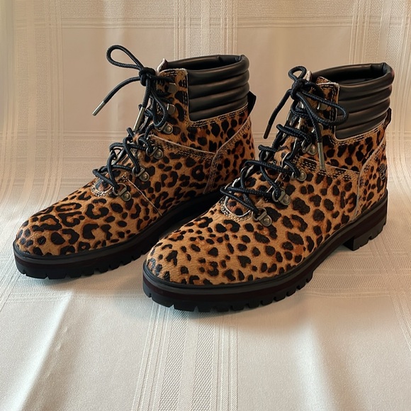 NWOT Timberland London Square Mid Hiker Cheetah Print Leather Boots - Size 7.5 - Picture 5 of 14